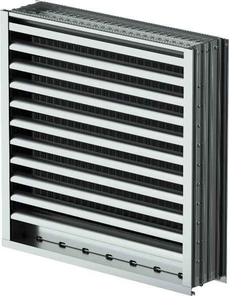 EHV-550D Wind-Driven Rain Louver, Horizontal Front Blade Vertical Rear Blade, Miami-Dade and Florida Product Approved