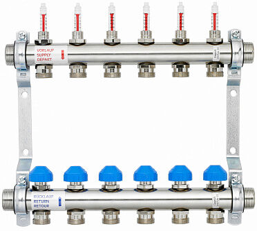 Stainless Steel Manifold HKV2013AF with Flow Meters for Underfloor Heating